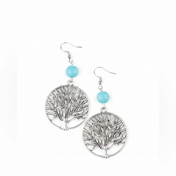 paparazzi Jewelry Silver Tree Of Life And Blue Crackle Stone